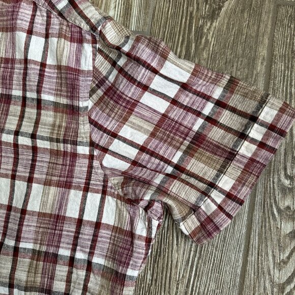 2/$18 SALE! Tasso Elba ISLAND Mens Shirt XXL Red Plaid Linen Blend Short Sleeve - Picture 4 of 11